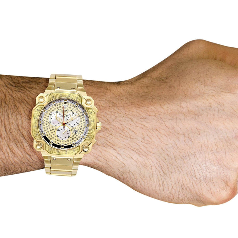 Mens Yellow Gold Tone Diamond Watch | Appx. 0.32 Carats