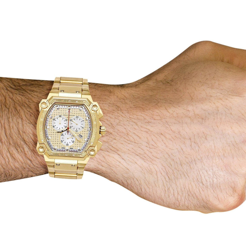 Mens Yellow Gold Tone Diamond Watch | Appx. 0.21 Carats