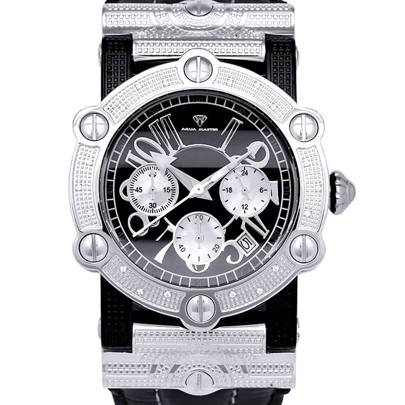 Mens White Gold Tone Diamond Watch | Appx. 0.19 Carats