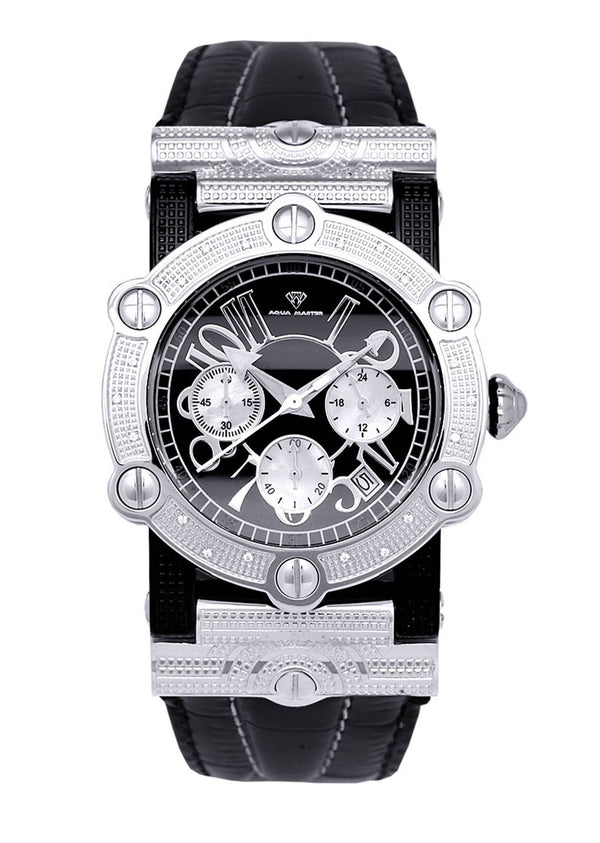 Mens White Gold Tone Diamond Watch | Appx. 0.19 Carats