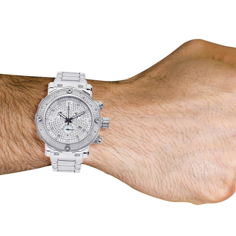 Mens White Gold Tone Diamond Watch | Appx. 0.22 Carats