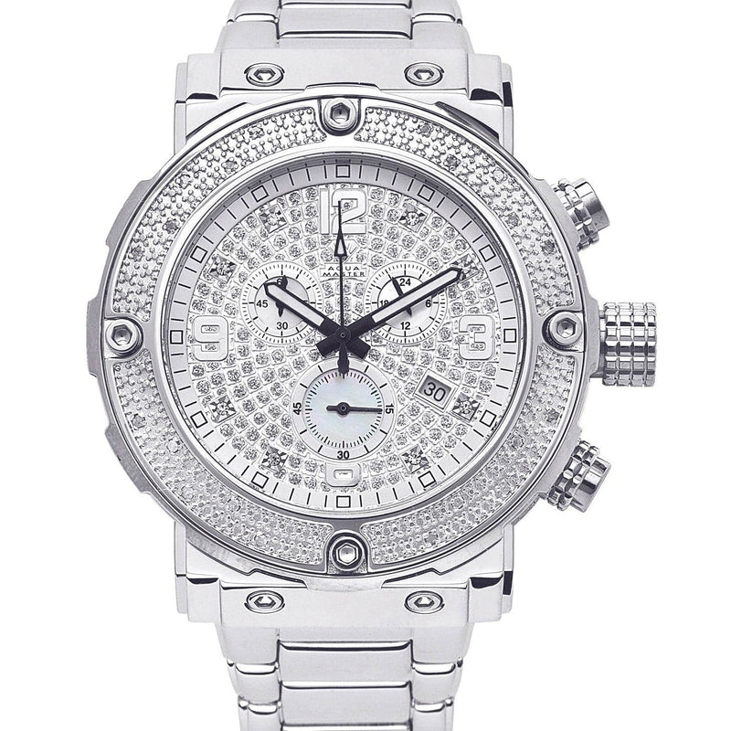 Mens White Gold Tone Diamond Watch | Appx. 0.22 Carats