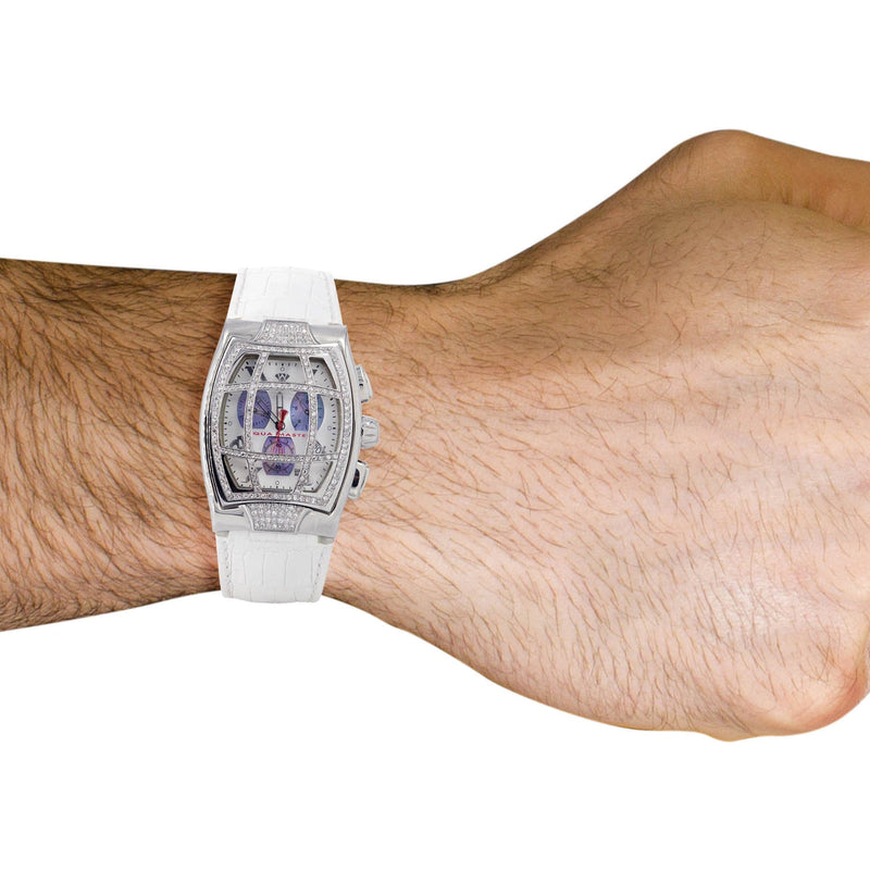 Mens White Gold Tone Diamond Watch | Appx. 2 Carats