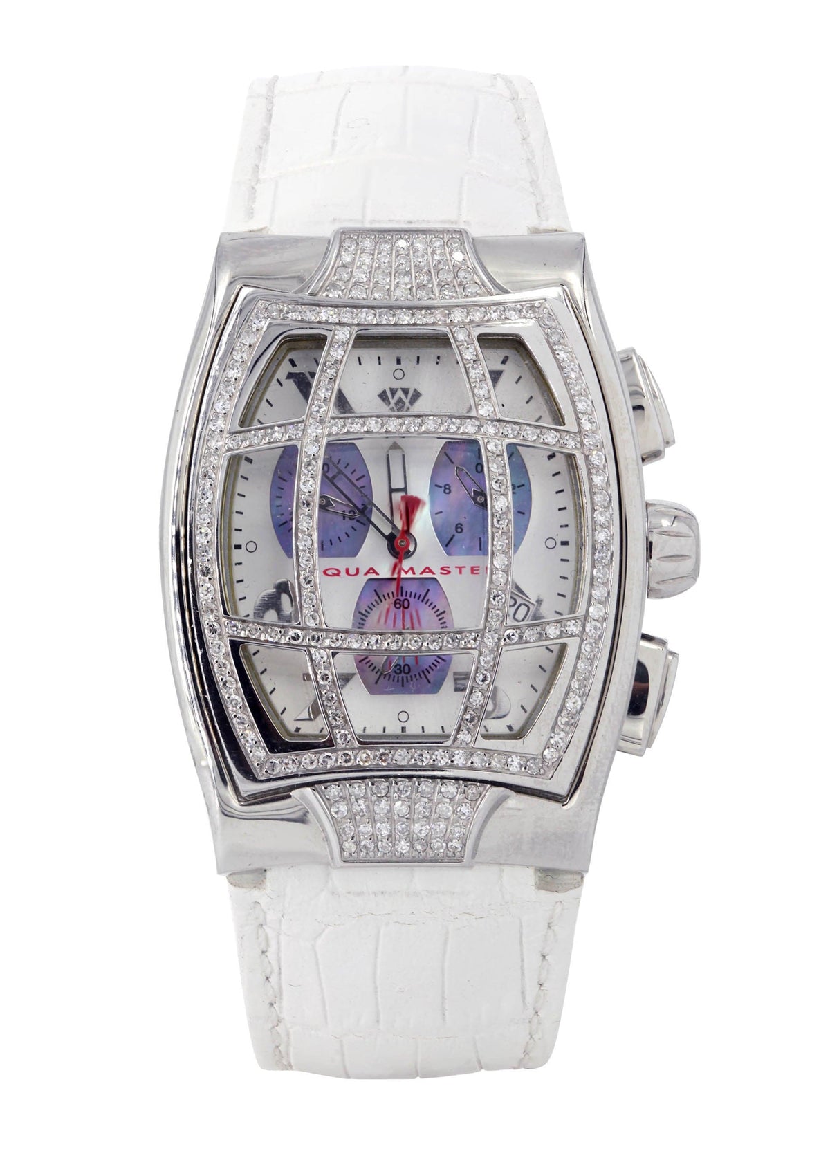 Mens White Gold Tone Diamond Watch | Appx. 2 Carats