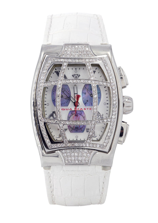 Mens White Gold Tone Diamond Watch | Appx. 2 Carats