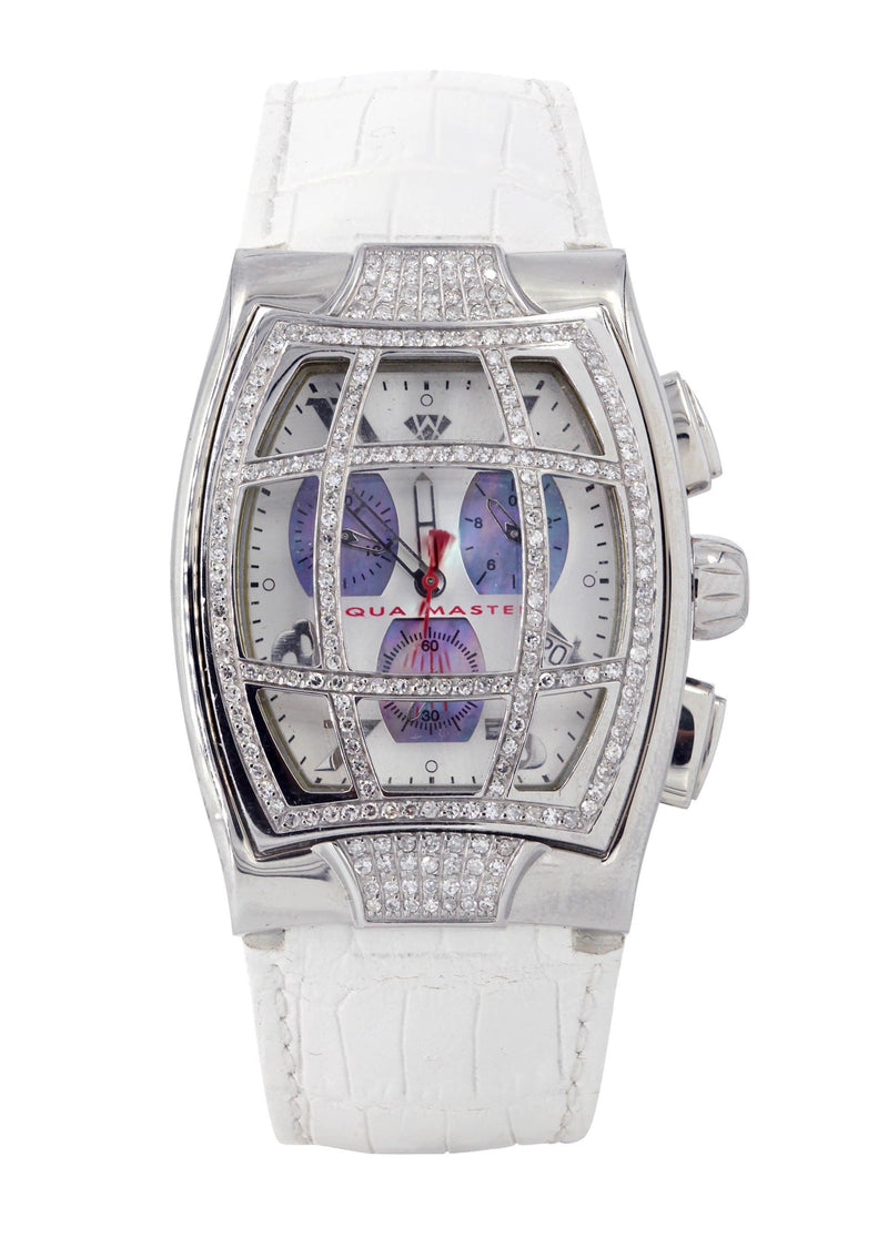 Mens White Gold Tone Diamond Watch | Appx. 2 Carats