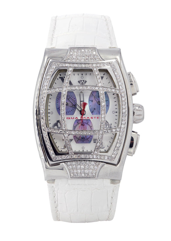 Mens White Gold Tone Diamond Watch | Appx. 2 Carats