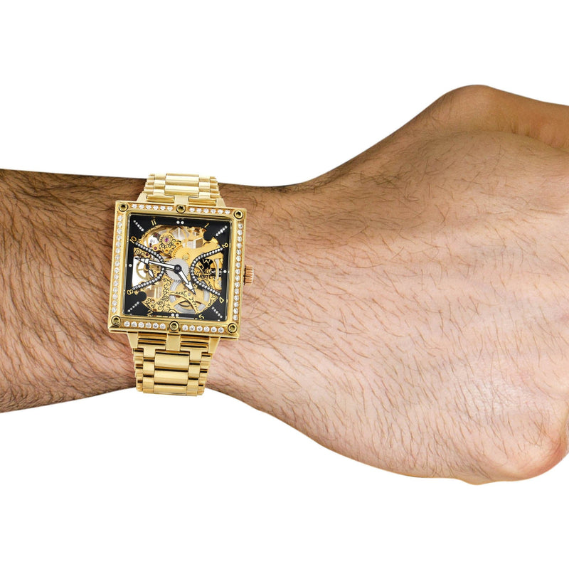 Mens Yellow Gold Tone Diamond Watch | Appx. 2.5 Carats