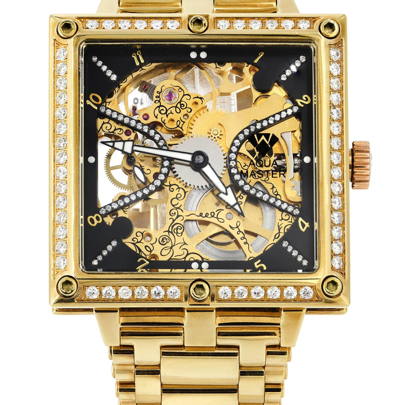 Mens Yellow Gold Tone Diamond Watch | Appx. 2.5 Carats