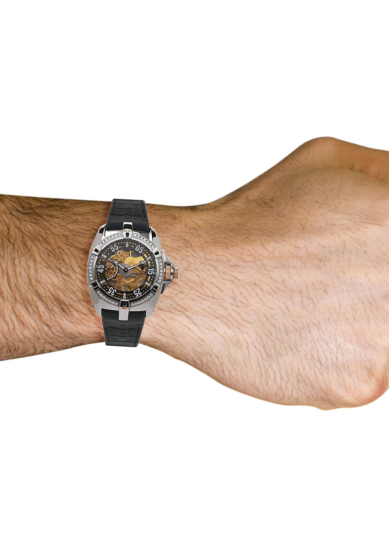 Mens White Gold Tone Diamond Watch | Appx. 1.5 Carats