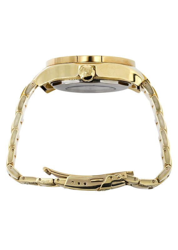 Mens Yellow Gold Tone Diamond Watch | Appx. 7 Carats
