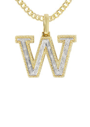 Diamond 10K Yellow Gold Letter "W" Necklace | Appx. 16 Grams