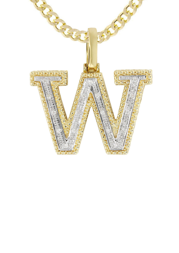 Diamond 10K Yellow Gold Letter "W" Necklace | Appx. 16 Grams