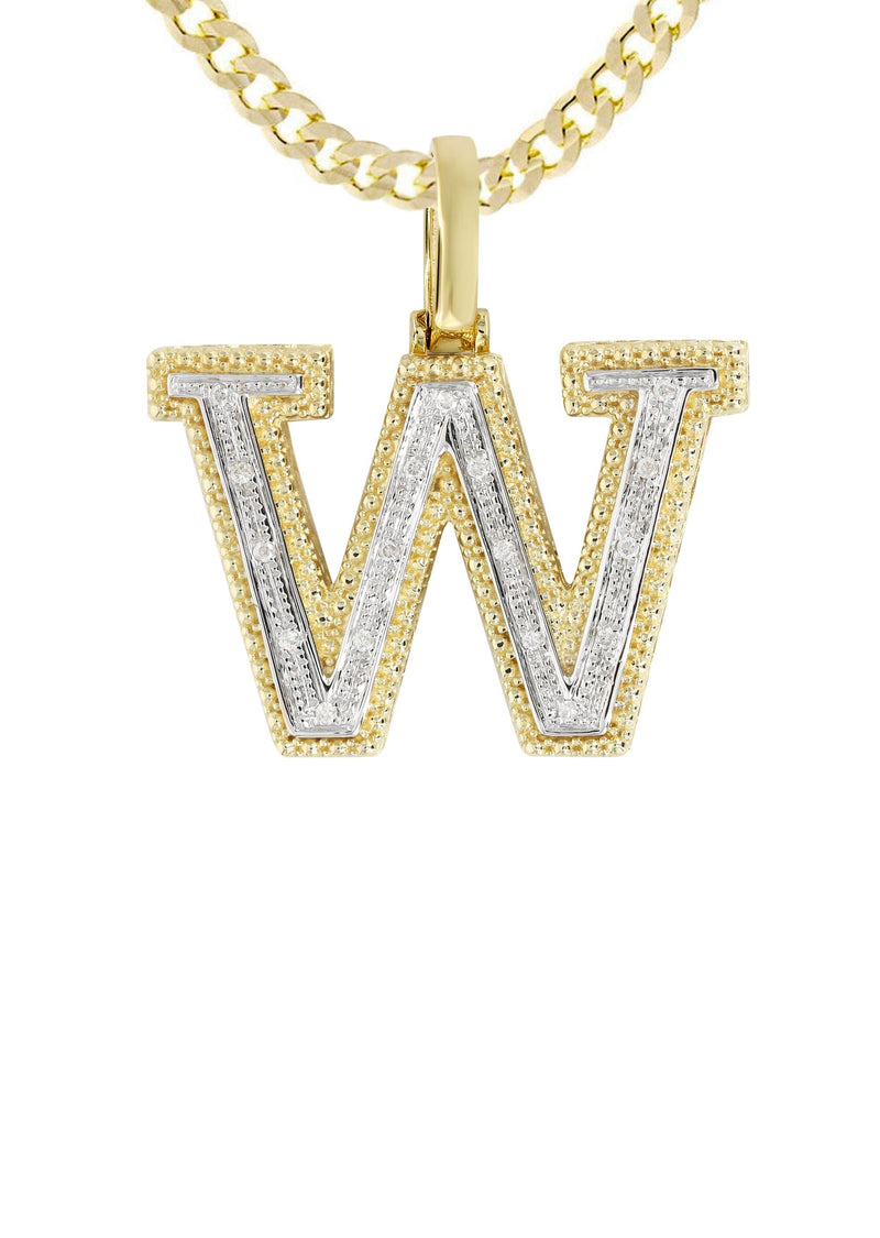 Diamond 10K Yellow Gold Letter "W" Necklace | Appx. 16 Grams