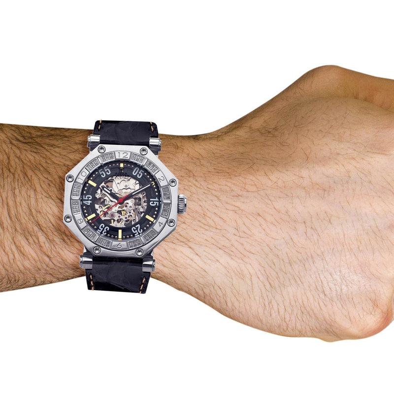 Mens White Gold Tone Diamond Watch | Appx. 1.02 Carats