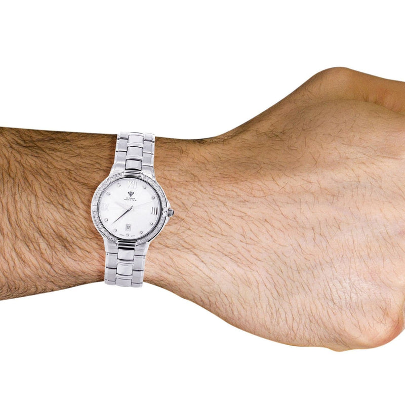 Mens White Gold Tone Diamond Watch | Appx. 1.03 Carat