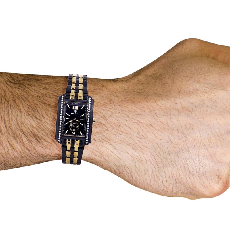 Mens Black Steel Tone Diamond Watch | Appx. 1.52 Carats