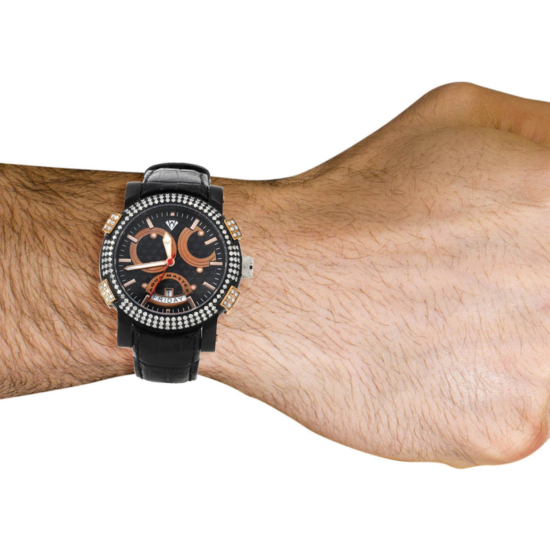 Mens Black & Rose Gold Tone Diamond Watch | Appx. 3.5 Carats