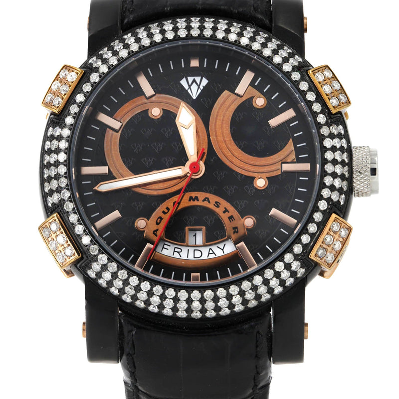 Mens Black & Rose Gold Tone Diamond Watch | Appx. 3.5 Carats