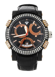 Mens Black & Rose Gold Tone Diamond Watch | Appx. 3.5 Carats