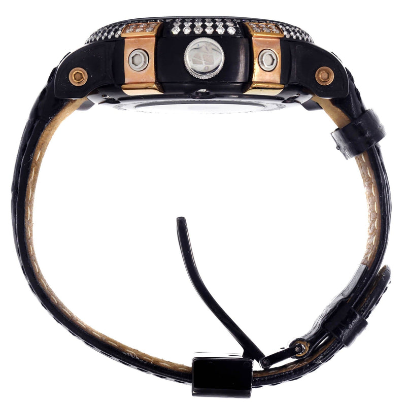 Mens Black & Rose Gold Tone Diamond Watch | Appx. 3.5 Carats