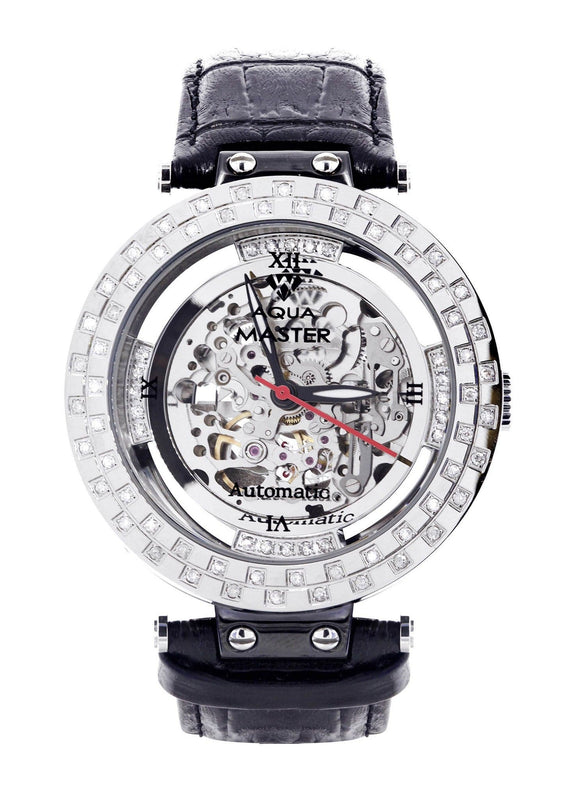 Mens White Gold Tone Diamond Watch | Appx. 1.26 Carats