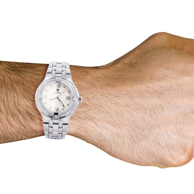 Mens White Gold Tone Diamond Watch | Appx. 1.05 Carats