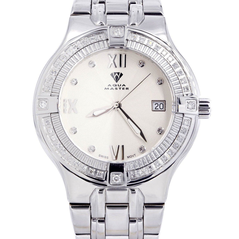 Mens White Gold Tone Diamond Watch | Appx. 1.05 Carats