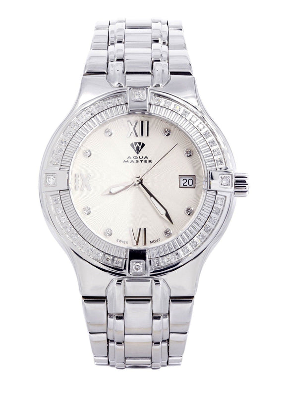Mens White Gold Tone Diamond Watch | Appx. 1.05 Carats