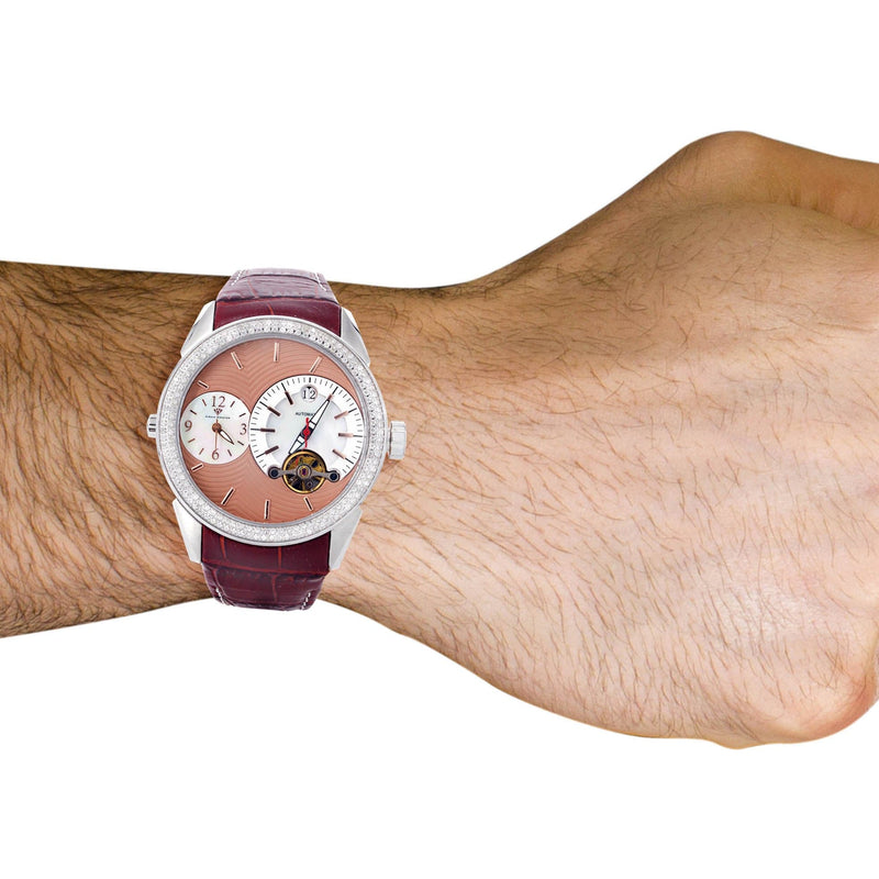 Mens White Gold Tone Diamond Watch | Appx. 1.75 Carats