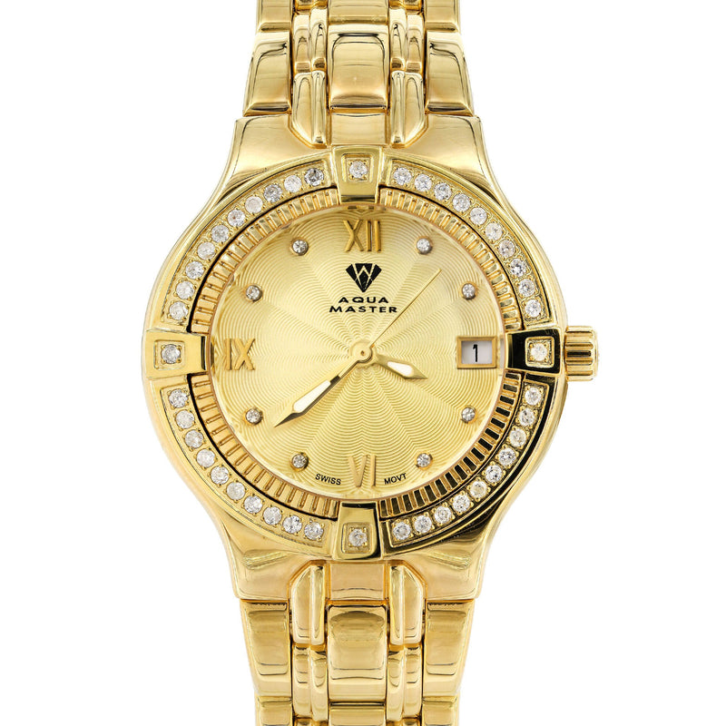 Womens Yellow Gold Tone Diamond Watch | Appx 0.65 Carats