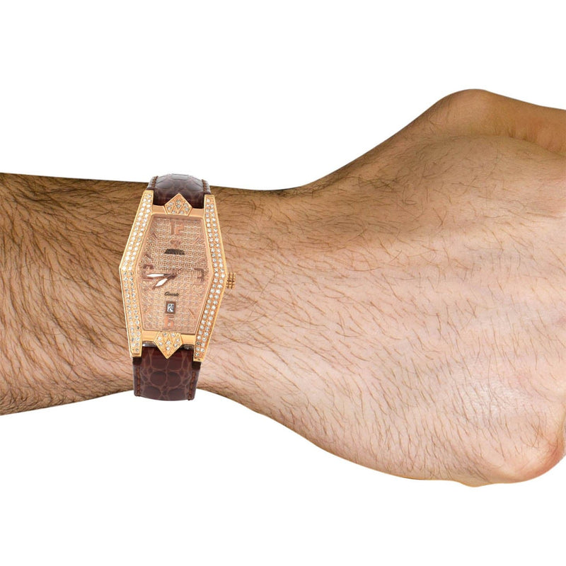 Mens Rose Gold Tone Diamond Watch | Appx. 1.5 Carats