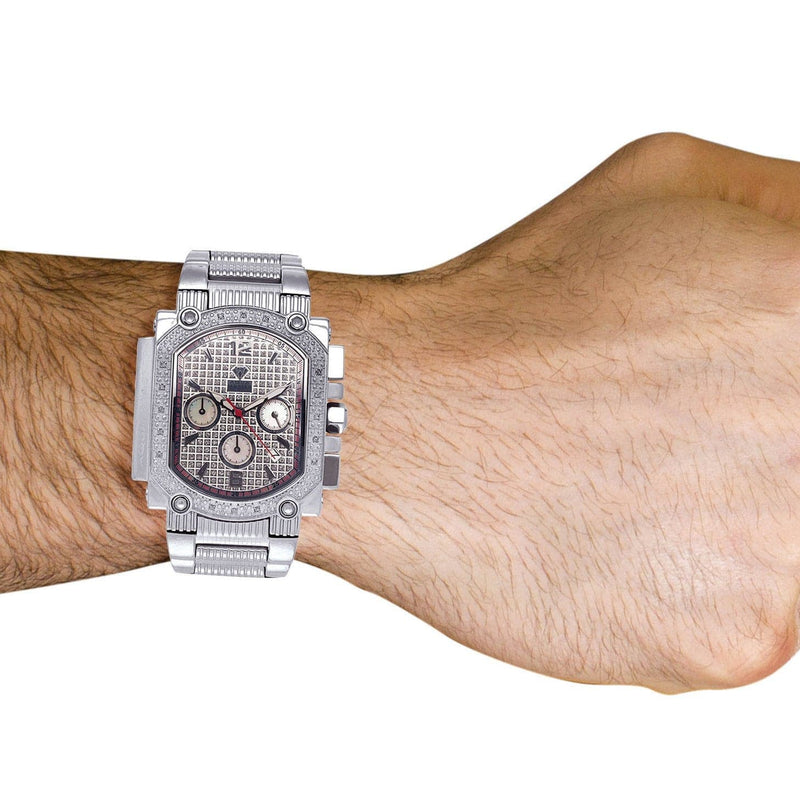Mens White Gold Tone Diamond Watch | Appx. 0.16 Carats