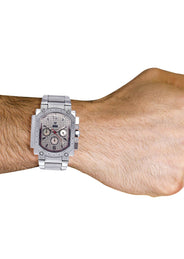 Mens White Gold Tone Diamond Watch | Appx. 0.16 Carats