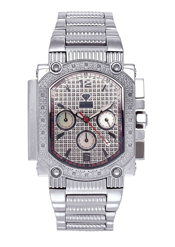 Mens White Gold Tone Diamond Watch | Appx. 0.16 Carats