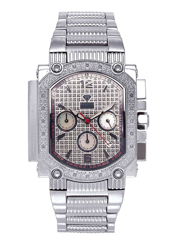 Mens White Gold Tone Diamond Watch | Appx. 0.16 Carats