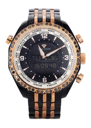 Mens Black & Rose Gold Tone Diamond Watch | Appx. 1.5 Carats