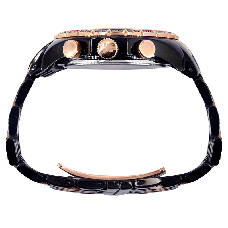Mens Black & Rose Gold Tone Diamond Watch | Appx. 1.5 Carats