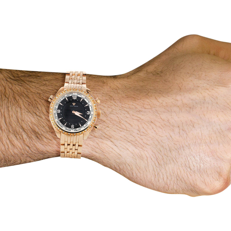 Mens Rose Gold Tone Diamond Watch | Appx. 0.75 Carats