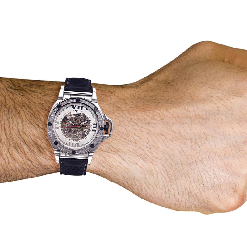 Mens White Gold Tone Diamond Watch | Appx. 0.27 Carats