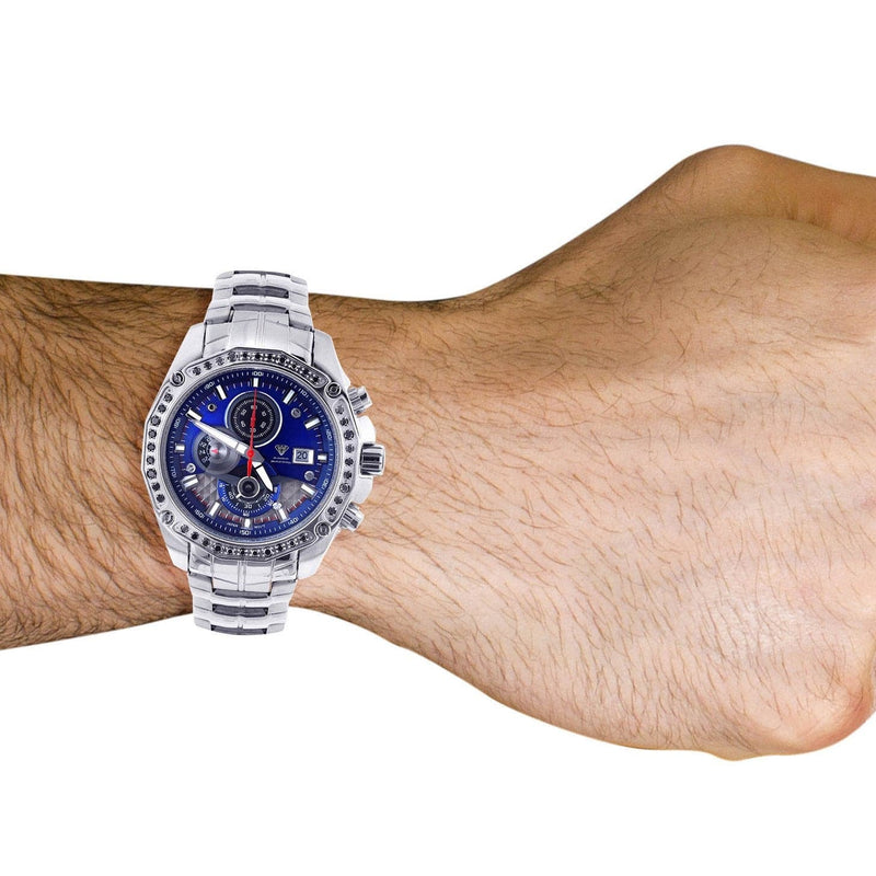 Mens White Gold Tone Diamond Watch | Appx. 1.53 Carats