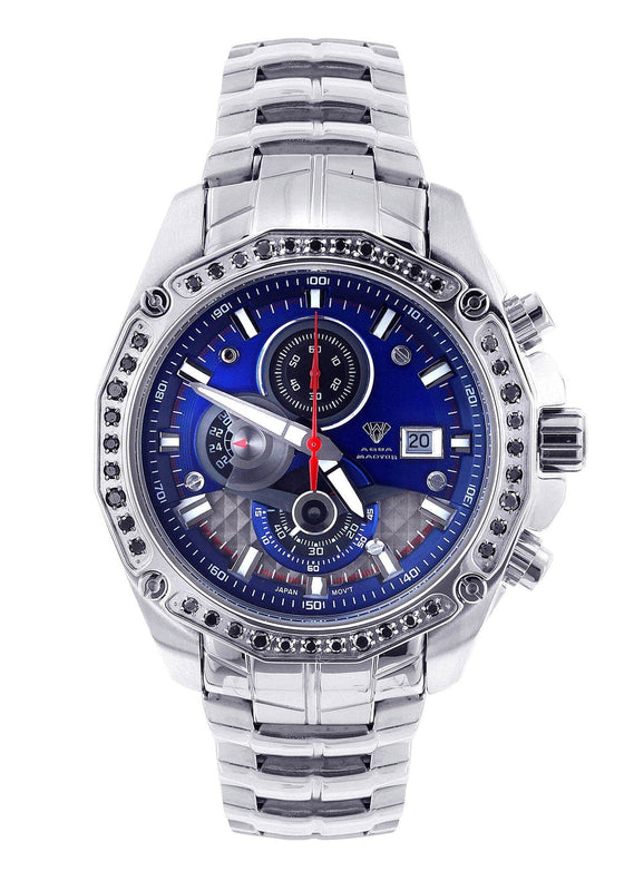 Mens White Gold Tone Diamond Watch | Appx. 1.53 Carats