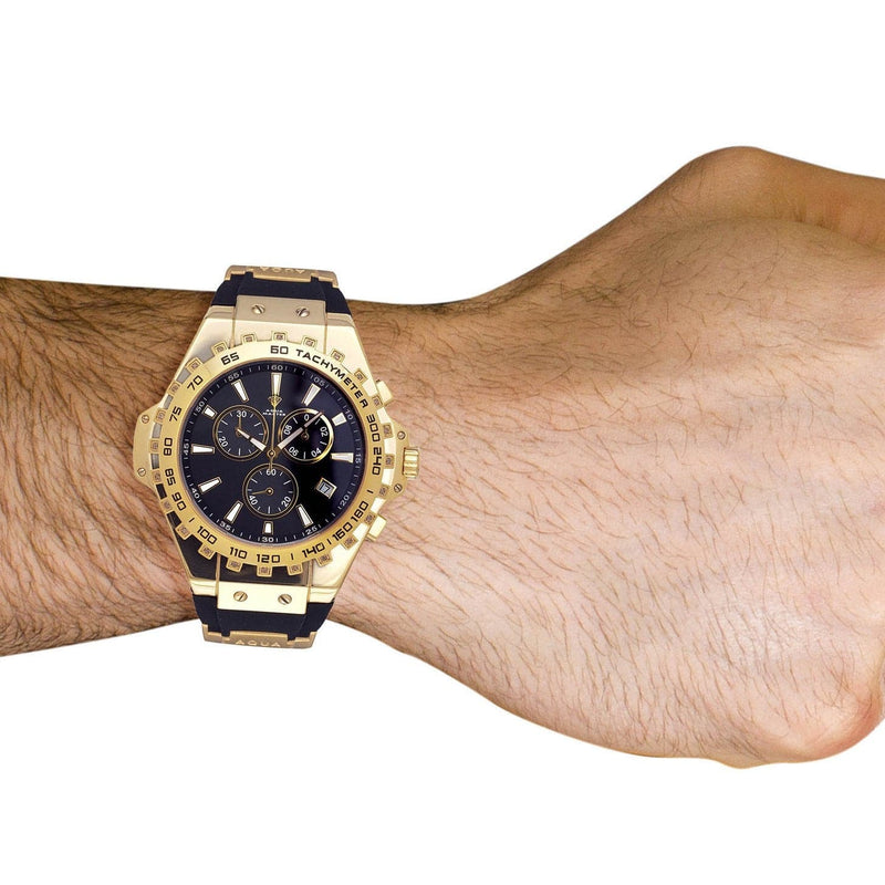 Mens Yellow Gold Tone Diamond Watch | Appx. 0.26 Carats