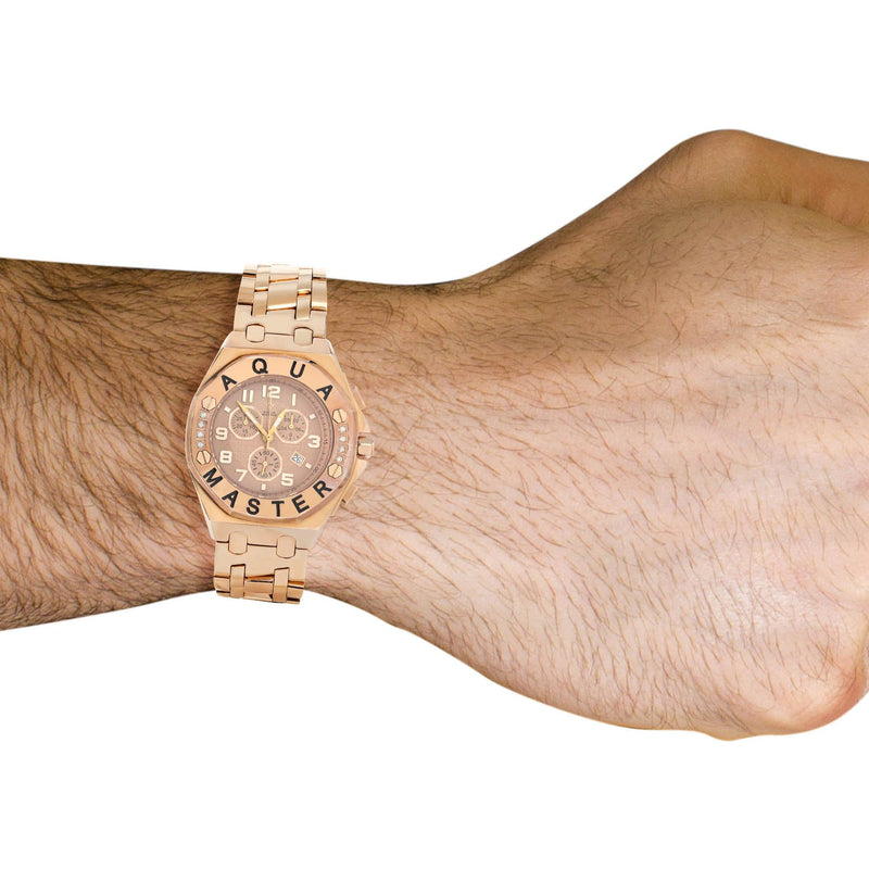 Mens Rose Gold Tone Diamond Watch | Appx. 0.8 Carats