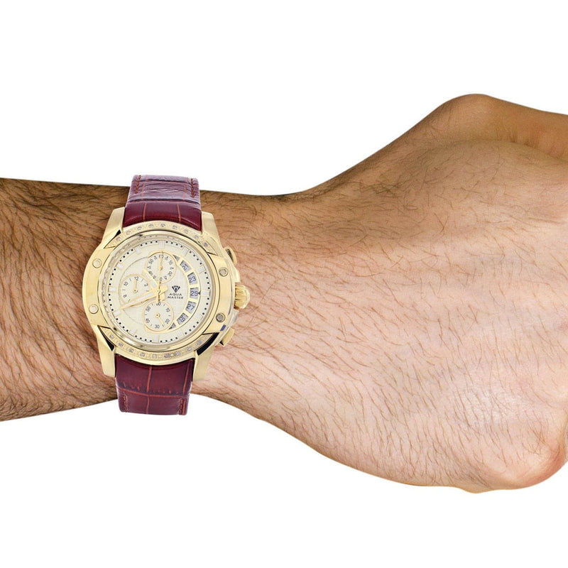 Mens Yellow Gold Tone Diamond Watch | Appx. 0.2 Carats