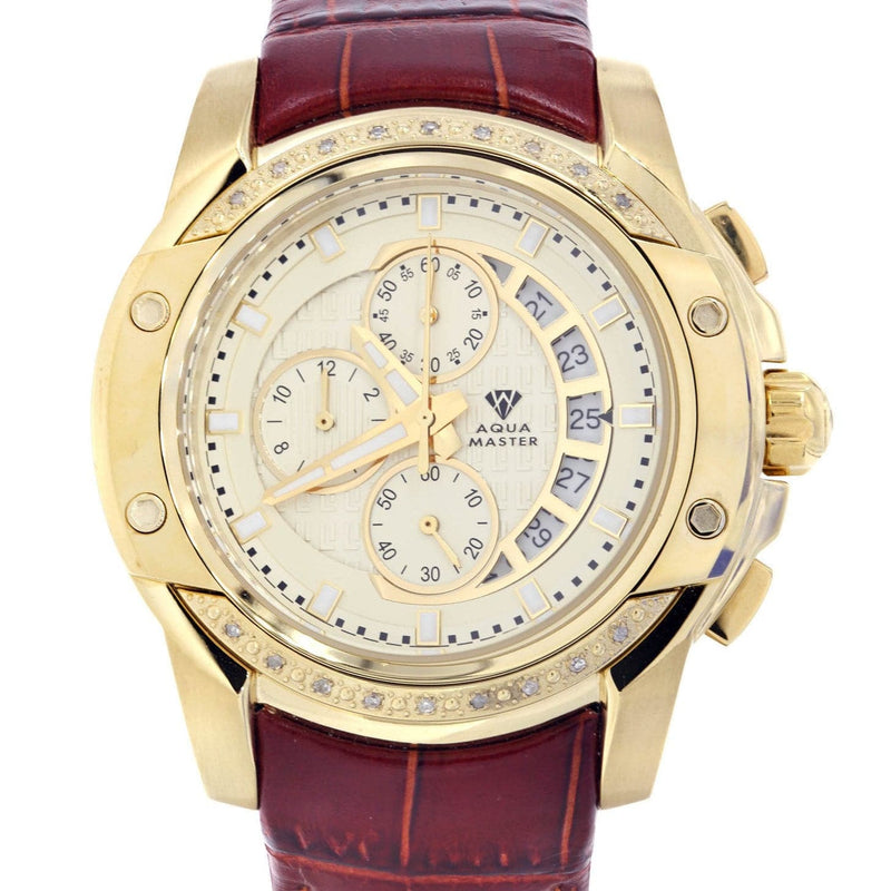 Mens Yellow Gold Tone Diamond Watch | Appx. 0.2 Carats
