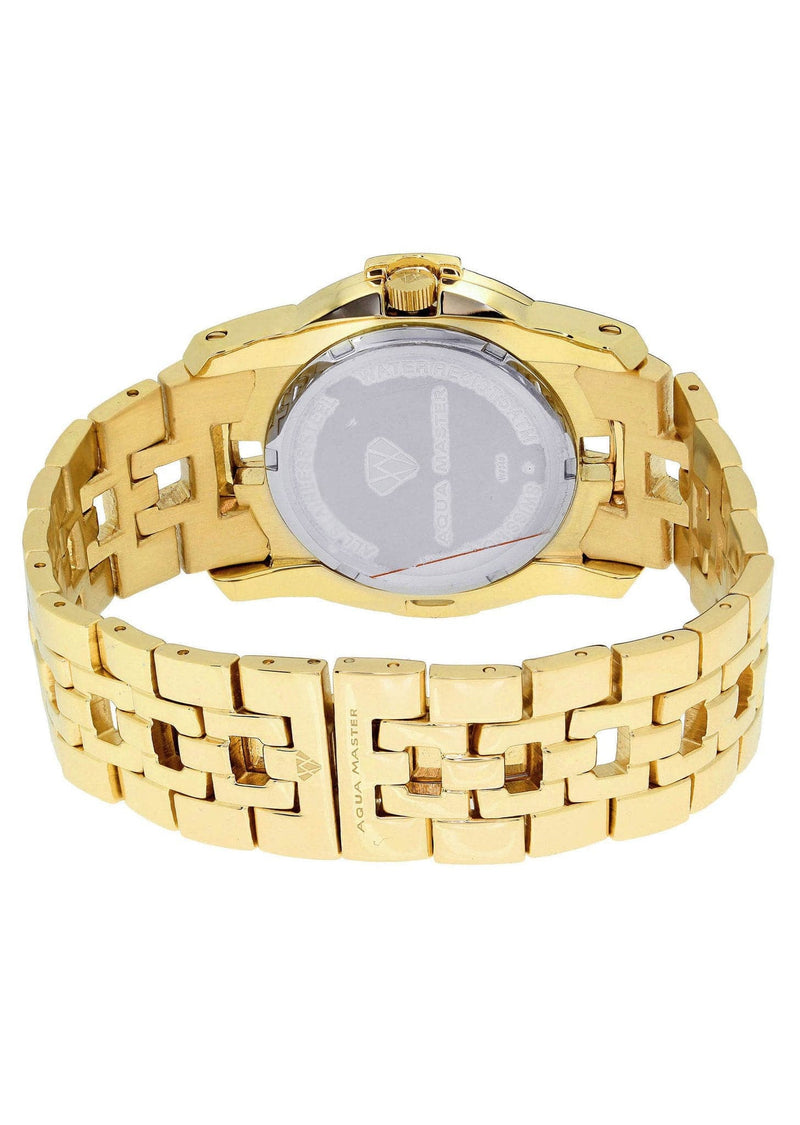 Mens Yellow Gold Tone Diamond Watch | Appx. 1.76 Carats