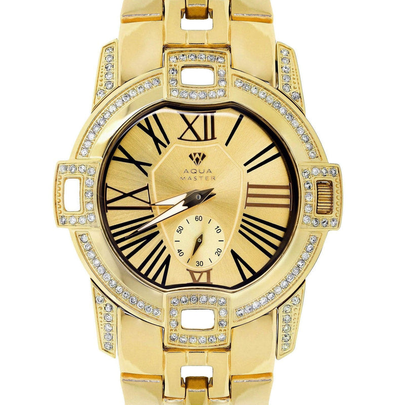 Mens Yellow Gold Tone Diamond Watch | Appx. 1.76 Carats