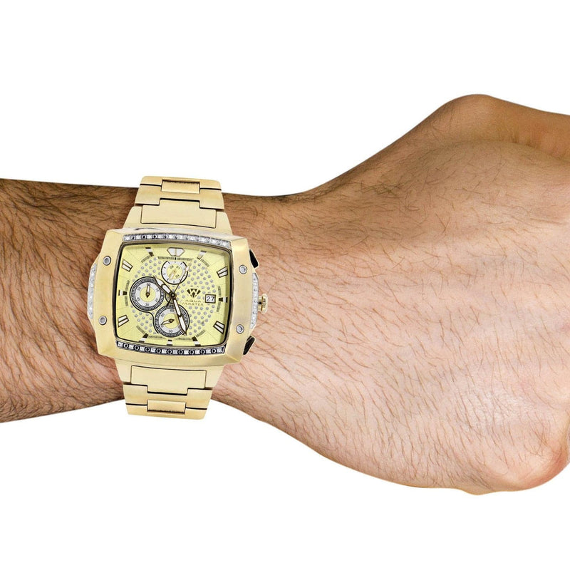 Mens Yellow Gold Tone Diamond Watch | Appx. 0.28 Carats