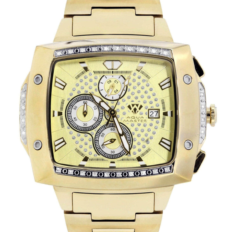 Mens Yellow Gold Tone Diamond Watch | Appx. 0.28 Carats
